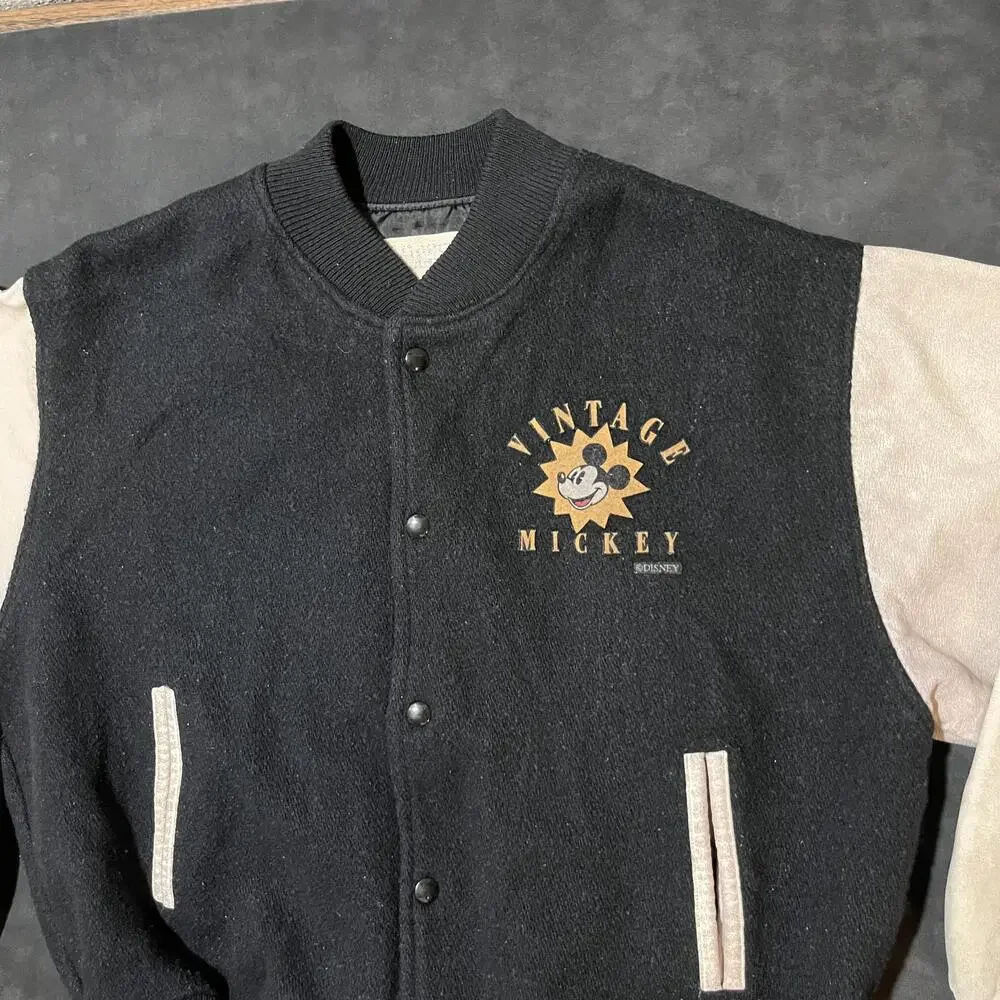 Disney Mickey Mouse Chalk Line Jacket Leather Varsity Bomber Wool USA made 1980s